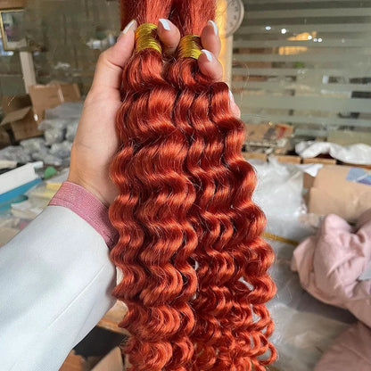 Human Braiding Hair 1 Bundle 20 Inch Human Hair Bundles for Braiding Highlight P4/27 Color Deep Wave Bulk Human Hair Bundles - MANDOTOS