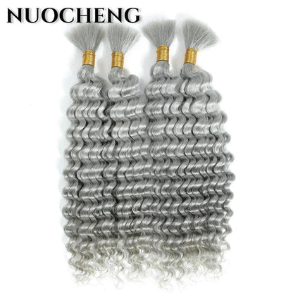 Human Braiding Hair 1 Bundle 20 Inch Human Hair Bundles for Braiding Highlight P4/27 Color Deep Wave Bulk Human Hair Bundles - MANDOTOS