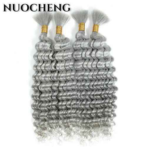 Human Braiding Hair 1 Bundle 20 Inch Human Hair Bundles for Braiding Highlight P4/27 Color Deep Wave Bulk Human Hair Bundles - MANDOTOS