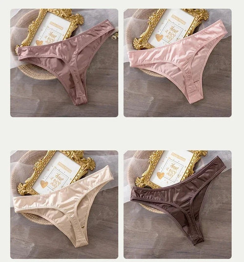 Ice Silk Panties Women Lingerie Underwear Low Waist Seamless Quick-drying Skin-friendly Breathable Briefs Women Intimates Brief MANDOTOS