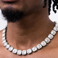 Mandotos Illumina tennis chain with clustered stones and radiant embellishments, showcasing elegant jewelry design.