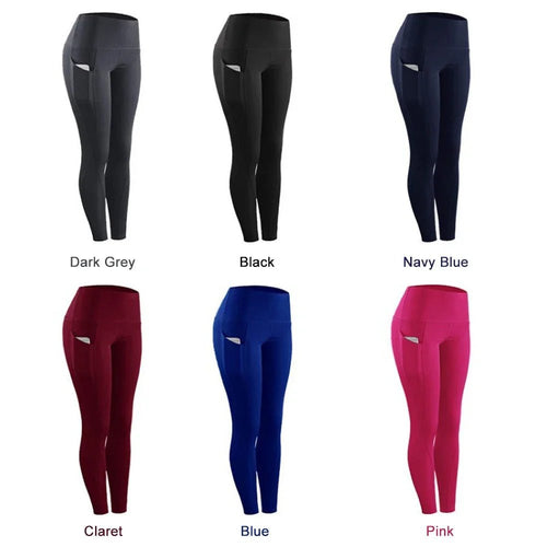 1PC Plus Size Pocket Yoga Pants Women Solid Fitness Sports Leggings High Waist Elastic Gym Tights Female Running Trousers XXXL - Mandotos International