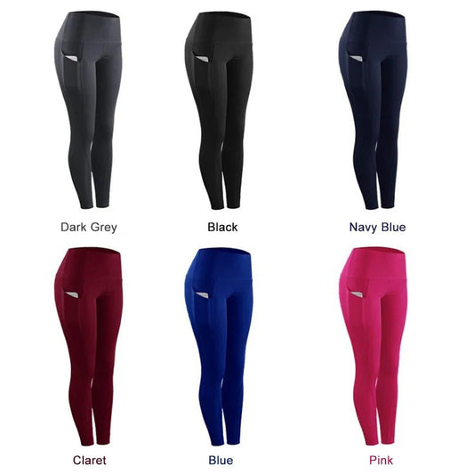 1PC Plus Size Pocket Yoga Pants Women Solid Fitness Sports Leggings High Waist Elastic Gym Tights Female Running Trousers XXXL - Mandotos International