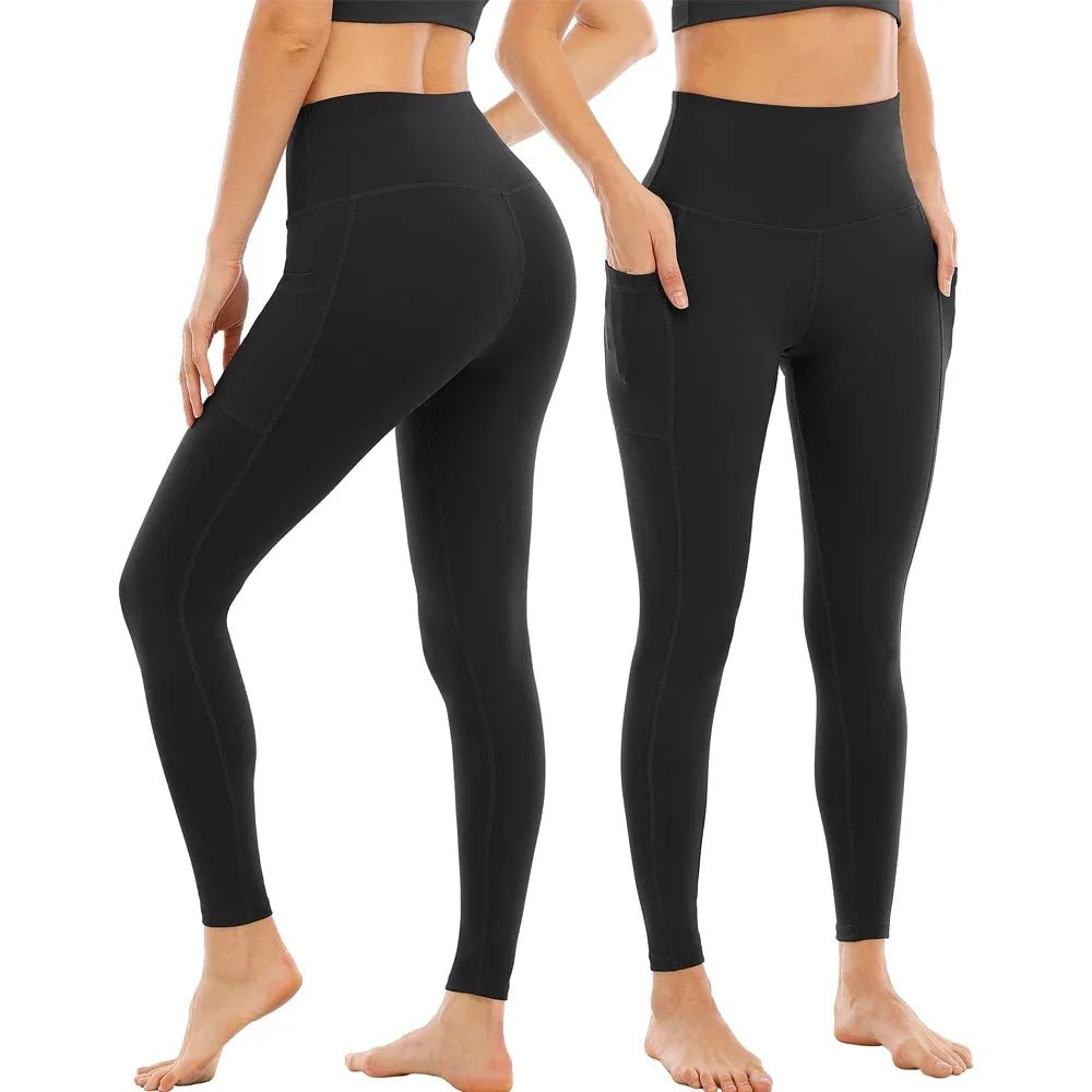 1PC Plus Size Pocket Yoga Pants Women Solid Fitness Sports Leggings High Waist Elastic Gym Tights Female Running Trousers XXXL - Mandotos International