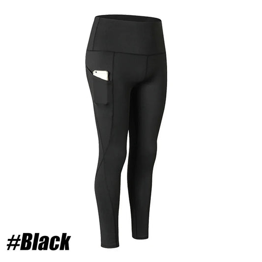 1PC Plus Size Pocket Yoga Pants Women Solid Fitness Sports Leggings High Waist Elastic Gym Tights Female Running Trousers XXXL - Mandotos International