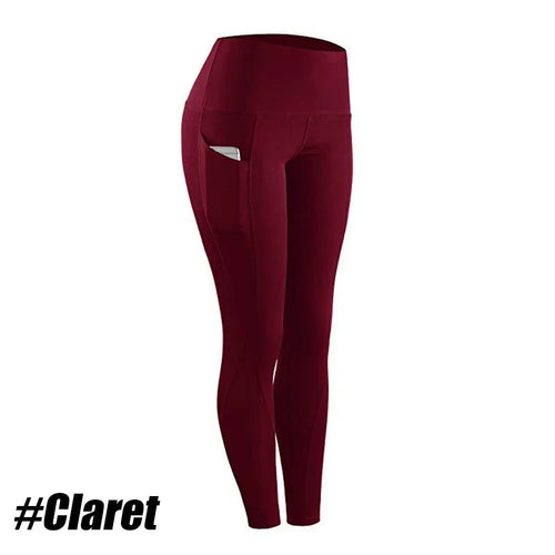 1PC Plus Size Pocket Yoga Pants Women Solid Fitness Sports Leggings High Waist Elastic Gym Tights Female Running Trousers XXXL - Mandotos International