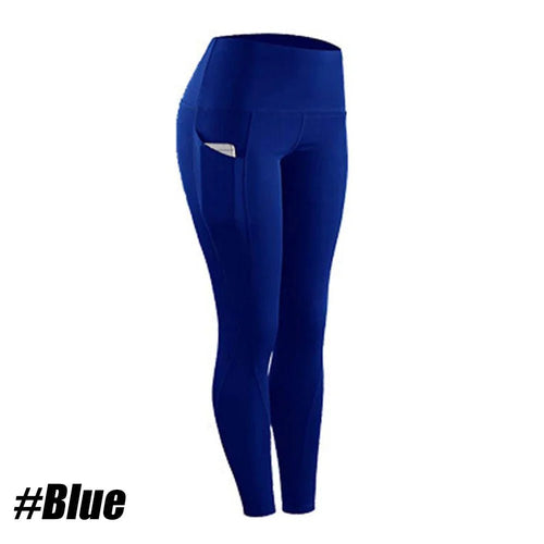 1PC Plus Size Pocket Yoga Pants Women Solid Fitness Sports Leggings High Waist Elastic Gym Tights Female Running Trousers XXXL - Mandotos International