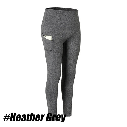 1PC Plus Size Pocket Yoga Pants Women Solid Fitness Sports Leggings High Waist Elastic Gym Tights Female Running Trousers XXXL - Mandotos International