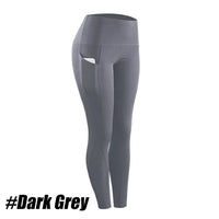 1PC Plus Size Pocket Yoga Pants Women Solid Fitness Sports Leggings High Waist Elastic Gym Tights Female Running Trousers XXXL - Mandotos International