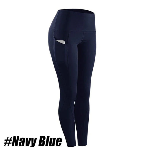 1PC Plus Size Pocket Yoga Pants Women Solid Fitness Sports Leggings High Waist Elastic Gym Tights Female Running Trousers XXXL - Mandotos International