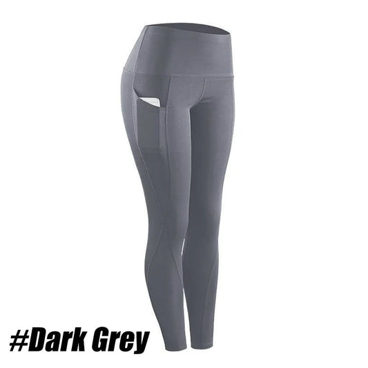 1PC Plus Size Pocket Yoga Pants Women Solid Fitness Sports Leggings High Waist Elastic Gym Tights Female Running Trousers XXXL - Mandotos International