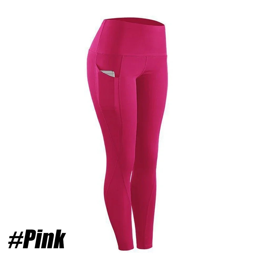 1PC Plus Size Pocket Yoga Pants Women Solid Fitness Sports Leggings High Waist Elastic Gym Tights Female Running Trousers XXXL - Mandotos International