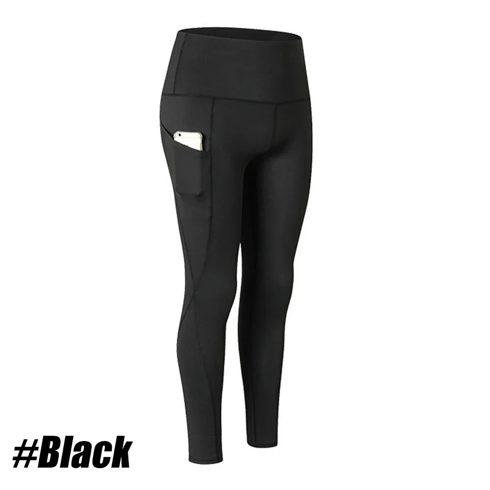 1PC Plus Size Pocket Yoga Pants Women Solid Fitness Sports Leggings High Waist Elastic Gym Tights Female Running Trousers XXXL - Mandotos International