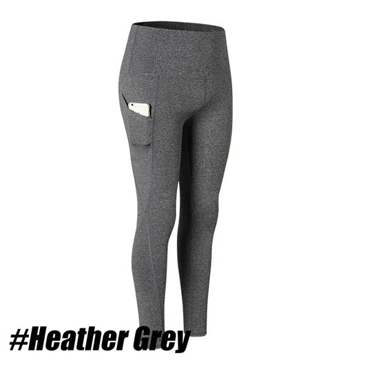 1PC Plus Size Pocket Yoga Pants Women Solid Fitness Sports Leggings High Waist Elastic Gym Tights Female Running Trousers XXXL - Mandotos International