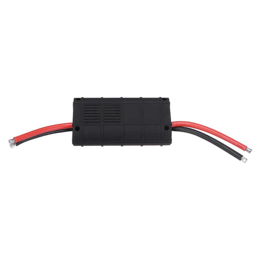 Mandotos International 200A DC LCD Power Analyzer measuring RC battery and solar system power with digital display.