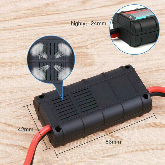 Mandotos International 200A DC LCD Power Analyzer measuring RC battery and solar panel voltage, current, and power output.