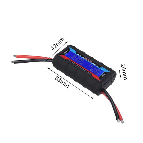 Mandotos International 200A DC LCD Power Analyzer measuring RC batteries and solar power with digital display