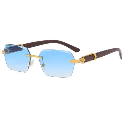 Mandotos International 2024 trendy square sunglasses with wood grain metal frame and personalized PC irregular design