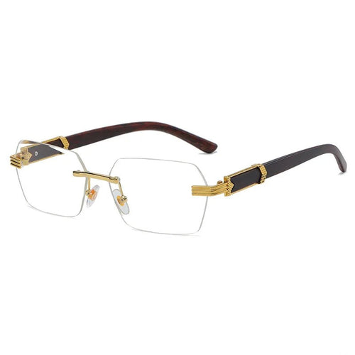 Mandotos International 2024 fashion wood grain metal square sunglasses with personalized PC irregular design and trendy style.