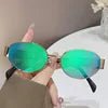 2024 women's geometric PC sunglasses with elliptical metal frame, large size, personalized design, by MANDOTOS INTERNATIONAL.