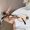 Women's 2024 geometric PC sunglasses with elliptical metal frames, large size, personalized design by MANDOTOS INTERNATIONAL.
