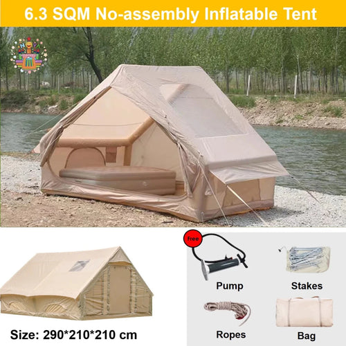 Large MANDOTOS INTERNATIONAL inflatable outdoor family tent, waterproof and durable, ideal for camping and outdoor travel.