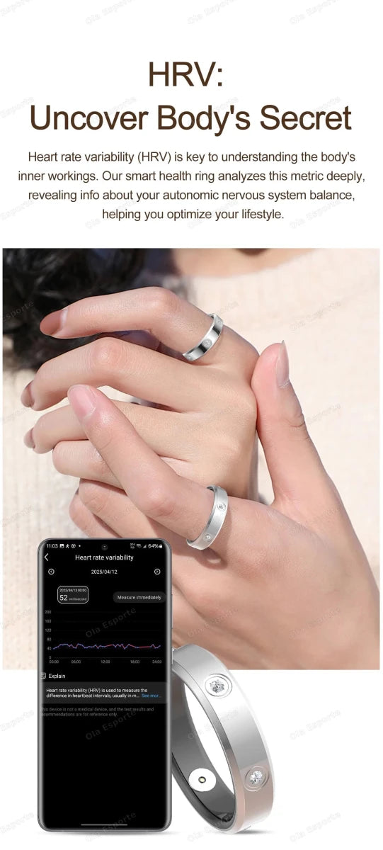 2025 Smart Ring Women Men Super narrow 6.3mm Heart Rate Health Stress measurement Monitor IP68 Waterproof Fashion Sports Rings - MANDOTOS INTERNATIONAL