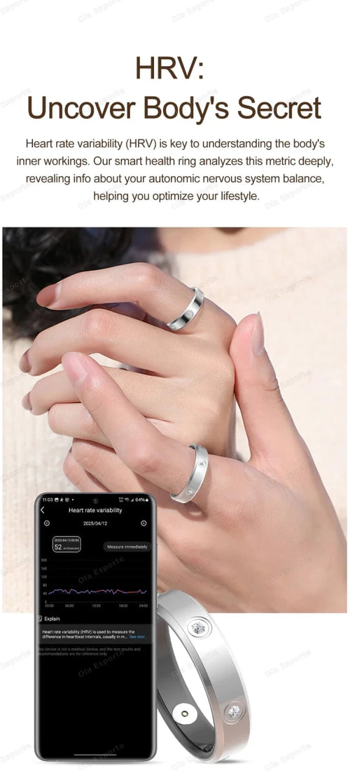 2025 Smart Ring Women Men Super narrow 6.3mm Heart Rate Health Stress measurement Monitor IP68 Waterproof Fashion Sports Rings - MANDOTOS INTERNATIONAL