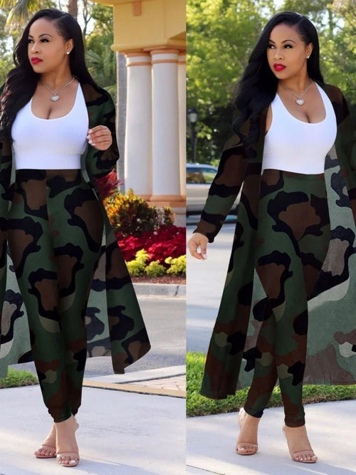 Women's two-piece cardigan set by MANDOTOS INTERNATIONAL, casual and sexy, featuring a stylish, coordinated sweater and skirt ensemble.