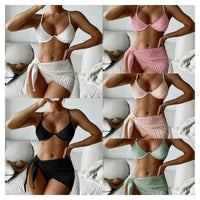 2026 3pcs Bikini Set Glistening Swimsuit Bikini With Cover up Dress Girls Swim Bathing Suit Beach Wear - MANDOTOS INTERNATIONAL