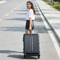 2026 US Warehouse 20 24 Inch Zipperless Aluminum Frame PC Suitcase Luggage High Quality Front Opening Hard Shell Travel Suitcase - MANDOTOS INTERNATIONAL