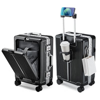 2026 US Warehouse 20 24 Inch Zipperless Aluminum Frame PC Suitcase Luggage High Quality Front Opening Hard Shell Travel Suitcase - MANDOTOS INTERNATIONAL