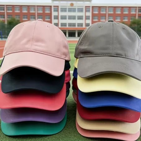 Mandotos International 2027 KJ women's retro baseball cap with solid color, curved eave, lightweight fabric, ideal for outdoor travel.