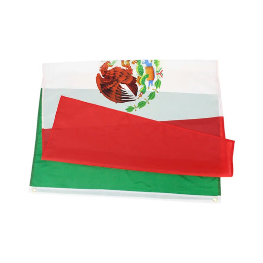 3x5ft Mexico flag for outdoor home decoration, featuring vibrant colors and national emblem, by MANDOTOS INTERNATIONAL