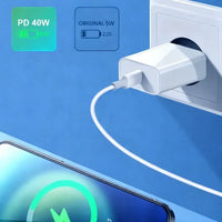 40W PD Fast Charger for iPhone 11-16 Pro Max, iPad Air - USB C and Quick Charge - MANDOTOS INTERNATIONAL