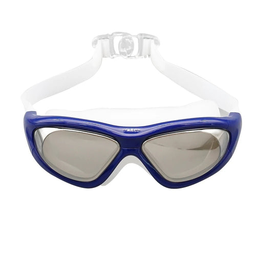 Adult women swimming goggles with clear lens and no-leak design, featuring a clear frame and sports style by MANDOTOS INTERNATIONAL.