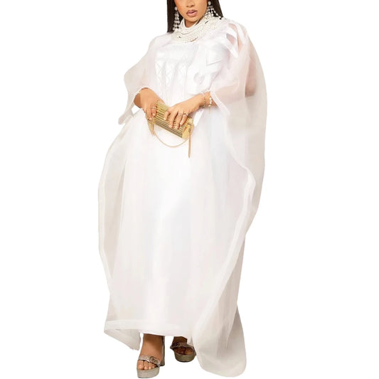 White African Abaya for women with embroidery, plus size elegant party and church dress by MANDOTOS INTERNATIONAL.