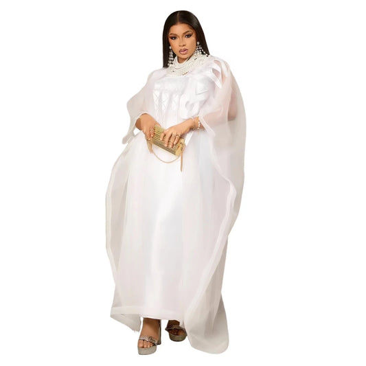 White African Abaya for women with embroidery, plus size elegant party and church dress by MANDOTOS INTERNATIONAL.