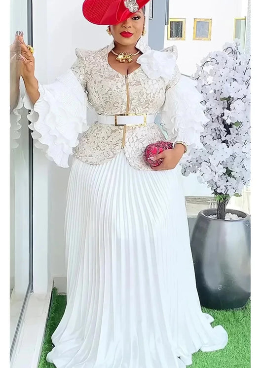 Mandotos International African women’s 2-piece dashiki and Ankara skirt set, plus size wedding party gown, vibrant traditional style