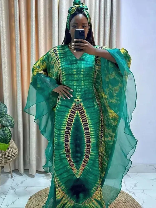 African dashiki Ankara maxi dress for women, traditional long dress with vibrant patterns from MANDOTOS INTERNATIONAL.