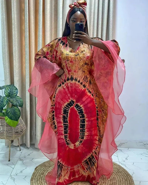 Mandotos International African Dashiki Ankara maxi dress for women, traditional long dress with vibrant patterns and colorful design.