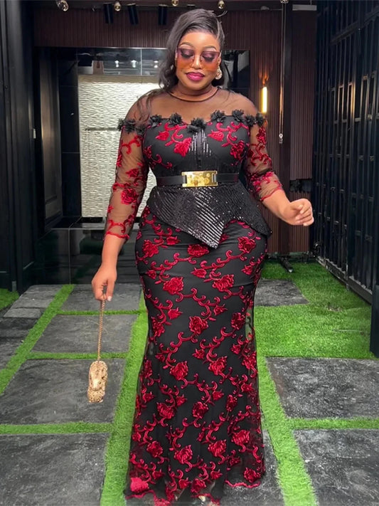 Mandotos International African dress for women, plus size, sequin evening gown, dashiki Ankara outfit, long party dress, stylish robe