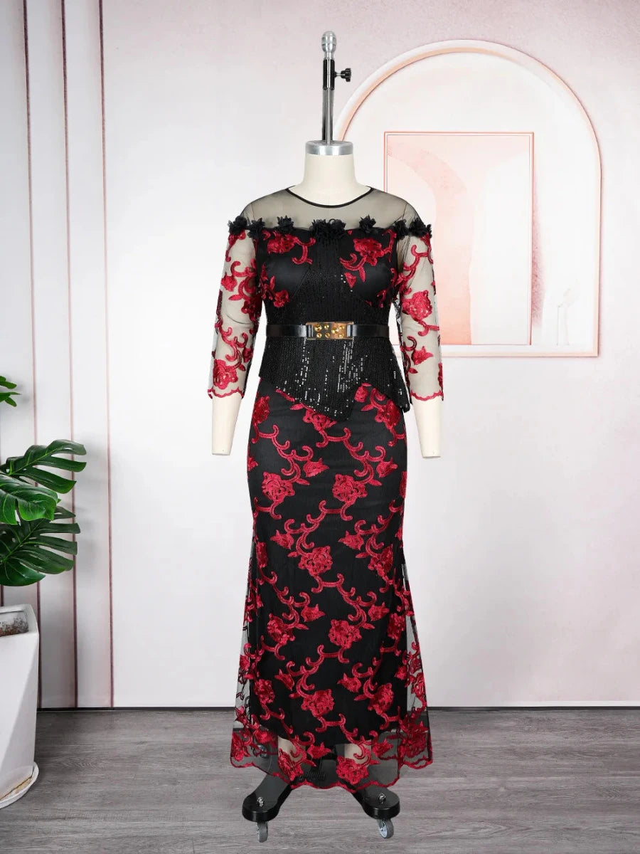 African Dresses for Women 2025 New Fashion Plus Size Sequin Evening Party Long Dress Dashiki Ankara Outfits Robe African Clothes - MANDOTOS INTERNATIONAL