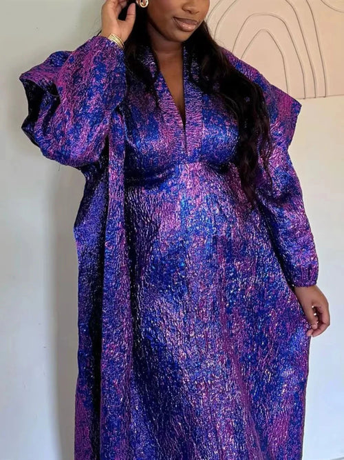 Mandotos International African dress for women, traditional dashiki Ankara gown with long maxi style and Muslim kaftan design.