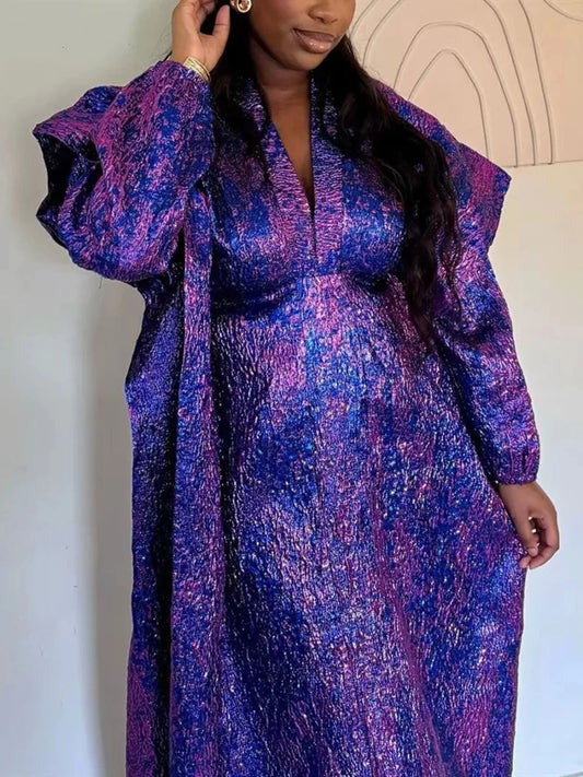 Mandotos International African dress for women, traditional dashiki Ankara gown with long maxi style and Muslim kaftan design.