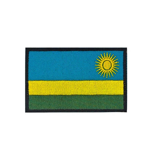 Embroidery patches featuring flags of Morocco, Nigeria, Gabon, Libya, and Namibia from MANDOTOS INTERNATIONAL.
