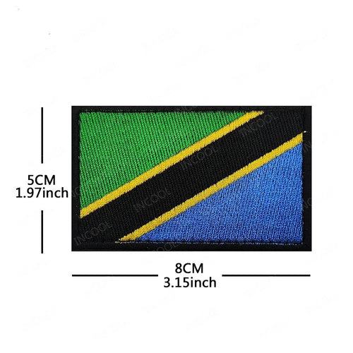 Embroidery patches of African flags and badges featuring Morocco, Nigeria, Gabon, Libya, Namibia by MANDOTOS INTERNATIONAL.