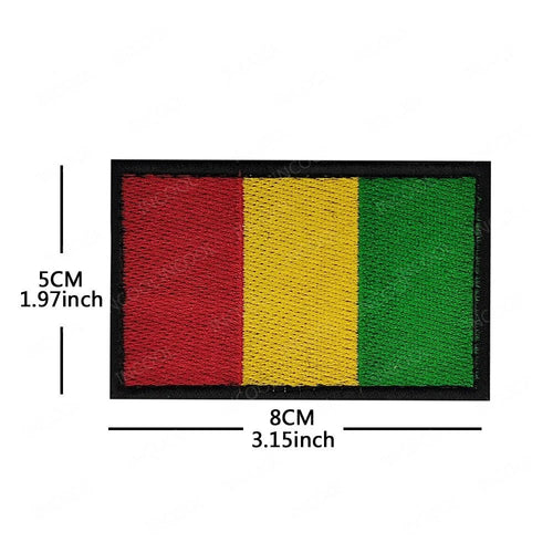Embroidery patches featuring African flags and badges for Morocco, Nigeria, Gabon, Libya, Namibia by MANDOTOS INTERNATIONAL.