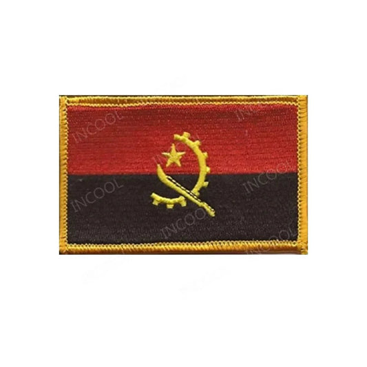 Embroidery patches featuring African flags and badges from Morocco, Nigeria, Gabon, Libya, and Namibia by MANDOTOS INTERNATIONAL.