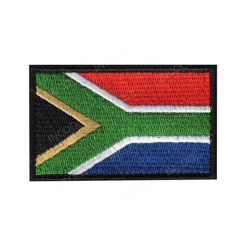 Embroidery patches of African flags including Morocco, Nigeria, Gabon, Libya, and Namibia by MANDOTOS INTERNATIONAL.